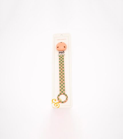 PACIFIER CLIP - PATTERN - CHECKS SUNSET + ORCHARD