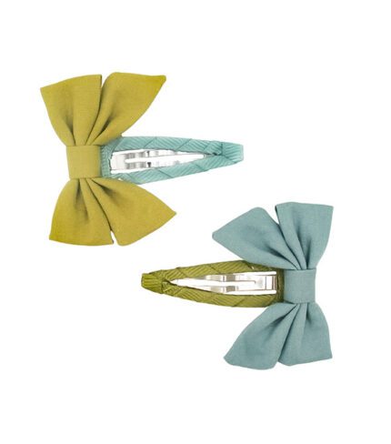 FABLE BOW CLIPS SET OF 2 - CHARTREUSE+SKY BLUE