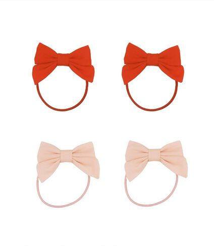 FABLE BOW PONIES SET OF 4 - BLUSH BLOOM+CAJUN BLOSSOM