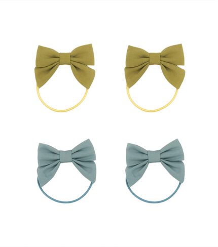FABLE BOW PONIES SET OF 4 - CHARTREUSE+SKY BLUE