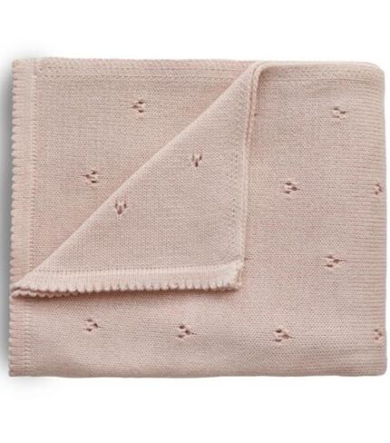 Mushie Knitted Baby Blanket Pointelle Blush