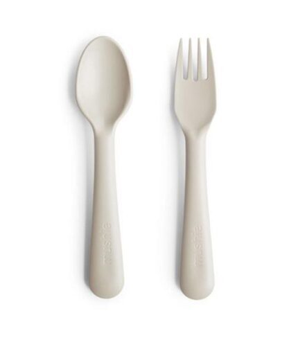 Mushie Fork & Spoon Ivory