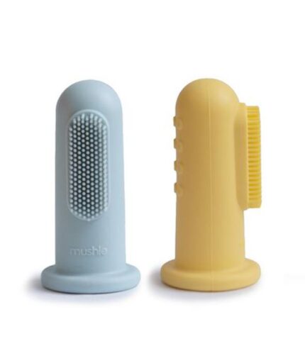 Mushie Finger Toothbrush (Powder Blue/Daffodil)