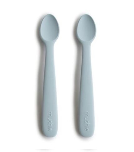 Mushie Silicone Feeding Spoons 2-Pack Powder Blue