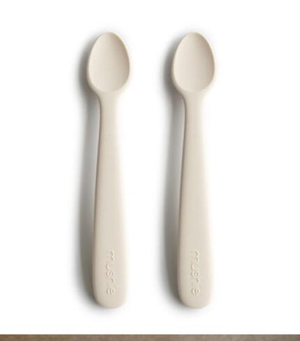 Mushie Silicone Feeding Spoons 2-Pack Ivory