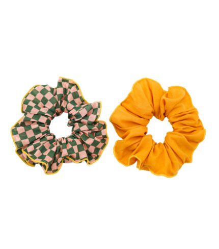 HAIR SCRUNCHIE SET OF 2 - CHECKS SUNSET + ORCHARD